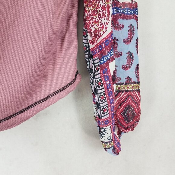 NEW Baea Size 1X Waffle Knit top in Blush with Contrasting Sleeves Boho NWT $88 - Picture 3 of 8